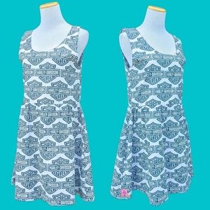 Handmade, Upcycled Bedsheets Harley Davidson Low Waisted Dress Size S